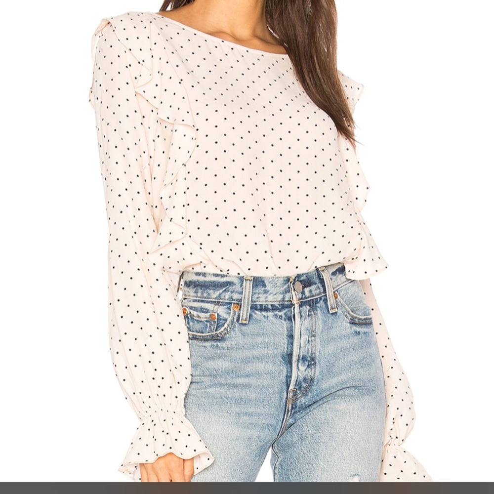 Sanctuary Taylor Polka Dot Ruffle Blouse